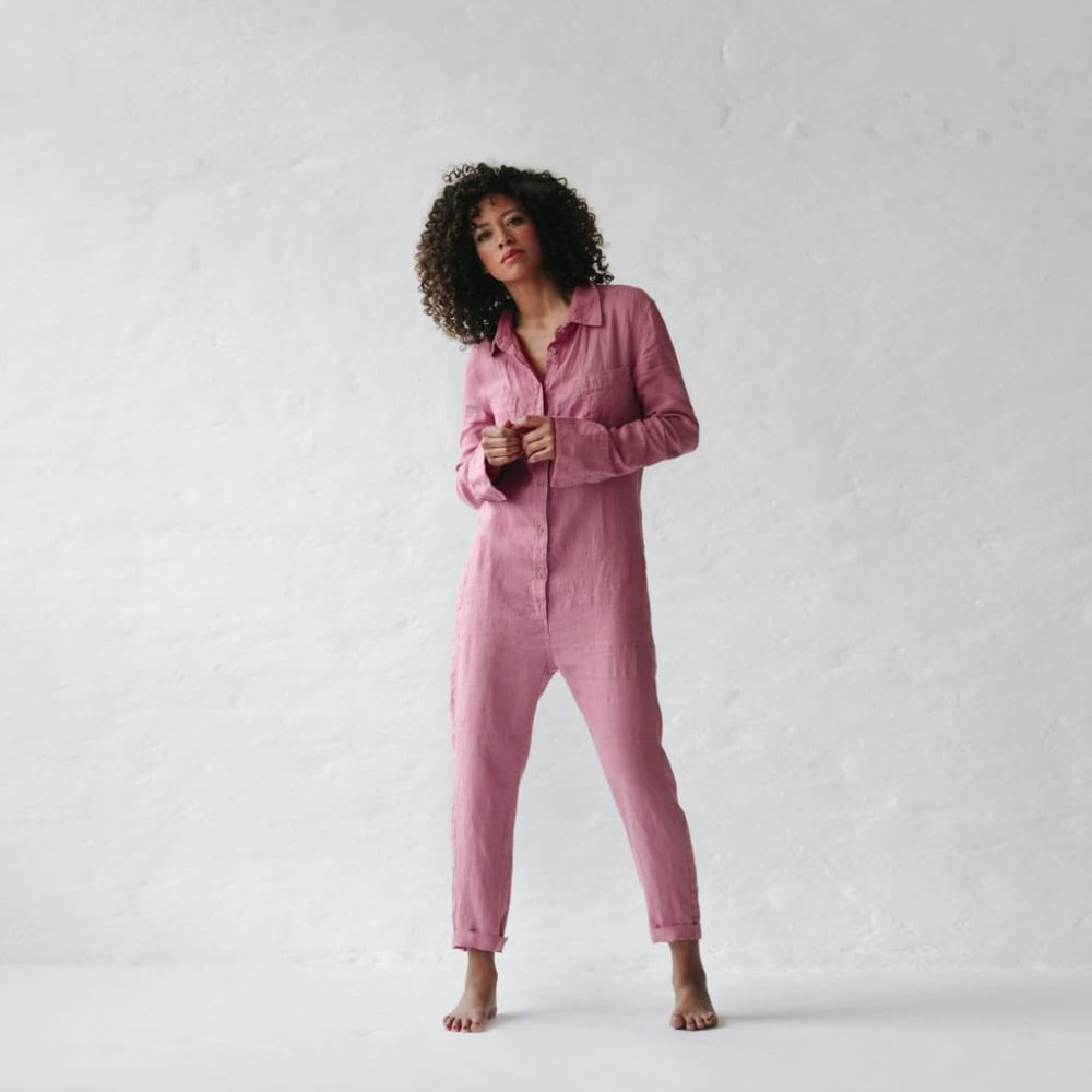 Seaside Tones Linen Boilersuit Blossom Pink
